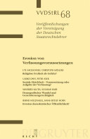 Erosion von Verfassungsvoraussetzungen : Berichte und Diskussionen auf der Tagung der Vereinigung der Deutschen Staatsrechtslehrer in Erlangen vom 1. bis 4. Oktober 2008.
