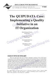 The QUIPUDATA case : implementing a quality initiative in an IT organization /