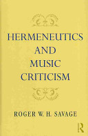 Hermeneutics and music criticism /