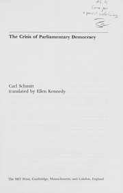 The crisis of parliamentary democracy /