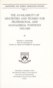 The availability of minorities and women for professional and managerial positions, 1970-1985 /