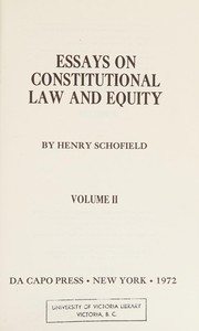 Essays on constitutional law and equity.