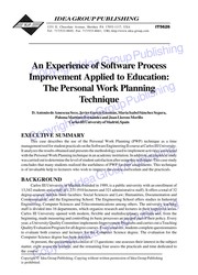 An experience of software process improvement applied to education : the personal work planning technique /