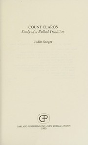 Count Claros : study of a ballad tradition /