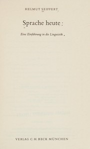 Sprache heute : e. Einf. in d. Linguistik /