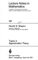 Topics in approximation theory /