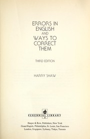 Errors in English and ways to correct them /