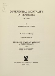 Differential mortality in Tennessee, 1917-1928.