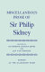 Miscellaneous prose of Sir Philip Sidney /