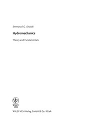 Hydromechanics : theory and fundamentals /