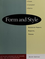 Form and style : research papers, reports, theses /