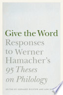 Give the word : responses to Werner Hamacher's 95 theses on philology /