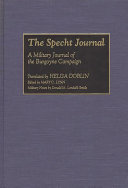 The Specht journal : a military journal of the Burgoyne campaign /