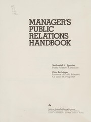 Manager's public relations handbook /