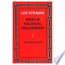 What is political philosophy? : and other studies /