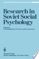 Research in Soviet Social Psychology /