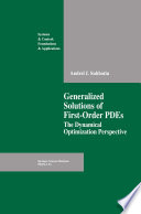 Generalized solutions of first order PDEs : the dynamical optimization perspective /