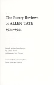 The poetry reviews of Allen Tate, 1924-1944 /