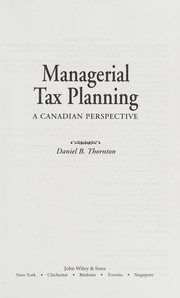 Managerial tax planning : a Canadian perspective /