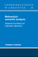 Referential-semantic analysis : aspects of a theory of linguistic reference /