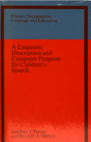 A linguistic description and computer program for children's speech /