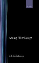 Analog filter design /