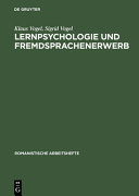 Lernpsychologie und Fremdsprachenerwerb /