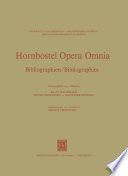 Hornbostel Opera Omnia : Bibliographien /