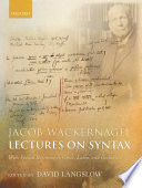Lectures on syntax : with special reference to Greek, Latin, and Germanic /