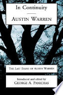 In continuity : the last essays of Austin Warren /