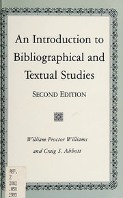 An introduction to bibliographical and textual studies /