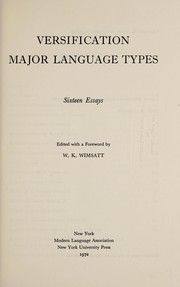 Versification : major language types : sixteen essays /