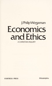 Economics and ethics : a Christian inquiry /