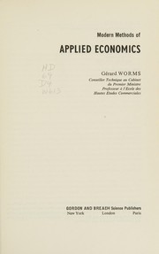 Modern methods of applied economics.