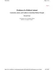 The problems of a political animal : community, justice, and conflict in Aristotelian political thought /