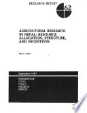 Agricultural research in Nepal : resource allocation, structure, and incentives /