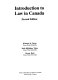 Introduction to law in Canada /