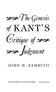 The genesis of Kant's critique of judgment /